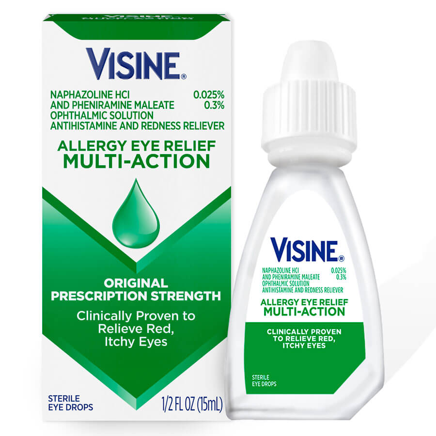 Visine Allergy Eye Relief Multi-Action Antihistamine & Redness Reliever Eye  Drops with Pheniramine Maleate & Naphazoline HCl, Eye Drop Treatment for