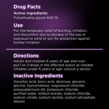 Active ingredient list and directions for Visine Dry Eye Relief Tired Eye eye drops