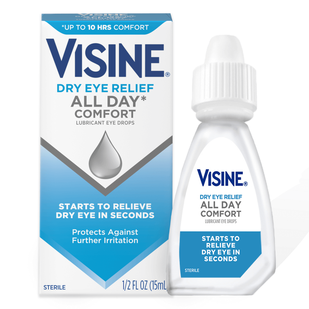 Visine Dry Eye Relief All Day Comfort eye drops front of pack
