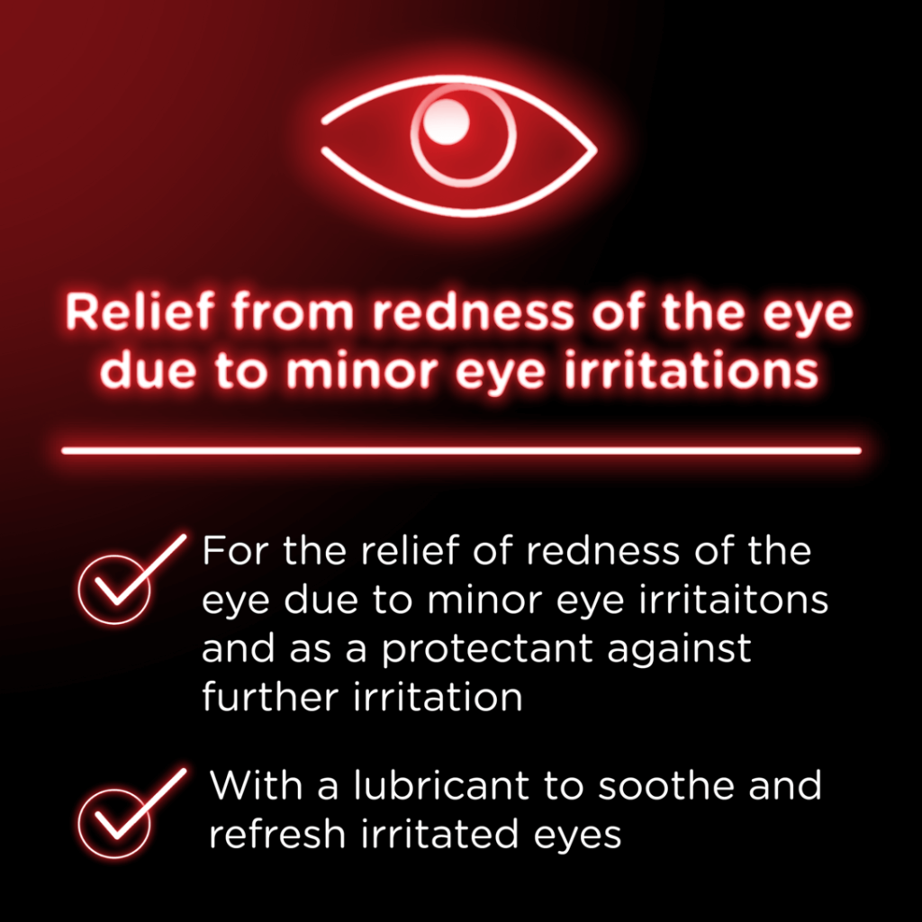 Visine Red Eye Hydrating Comfort eye drops relieve redness of the eye due to minor eye irritations