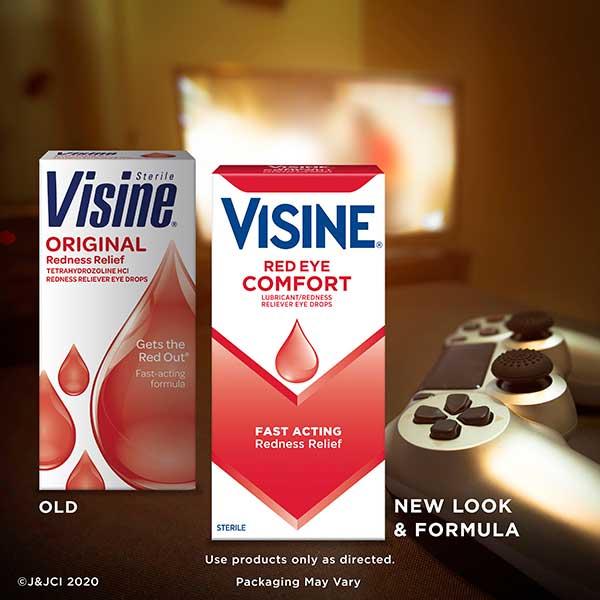 VISINE® Red Eye Comfort Eye Drops old and new package